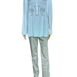 White Embroidered Blouse Top